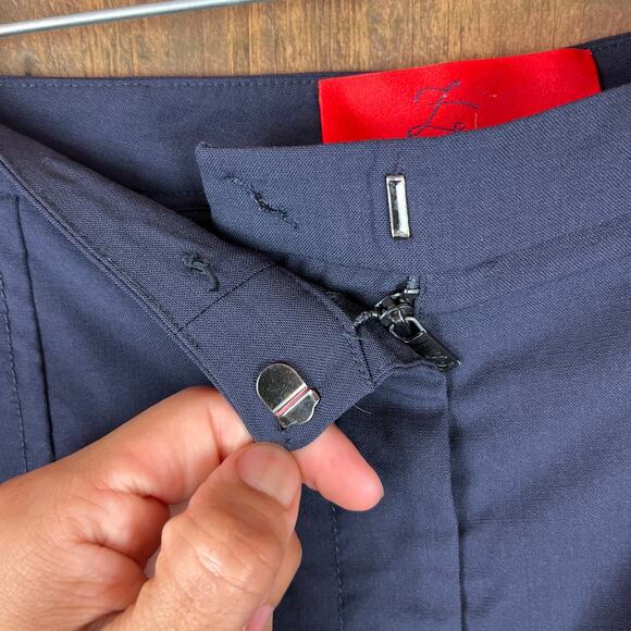 Zac Posen Womens Pants Blue Z Spoke Straight Leg Pleated Designer Career 12 - Picture 8 of 11